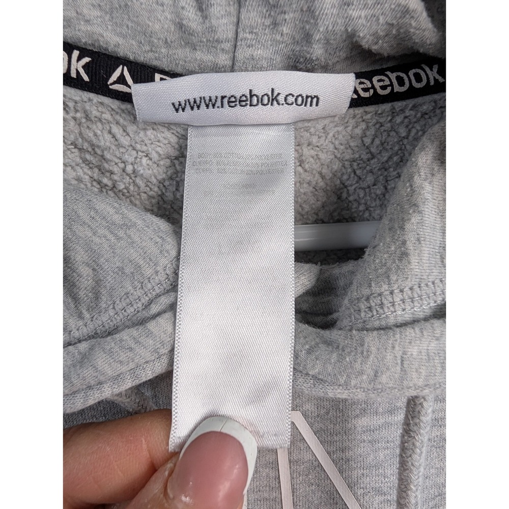 Reebok Mens Delta Logo Pullover Hoodie Gray Graphic Sweatshirt 8620 - Picture 3 of 7